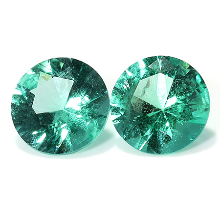 1.04 cttw Fine Grass Green Pair of Round Natural Emeralds