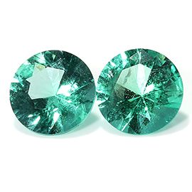 0.95 cttw Pair of Round Emeralds : Fine Grass Green