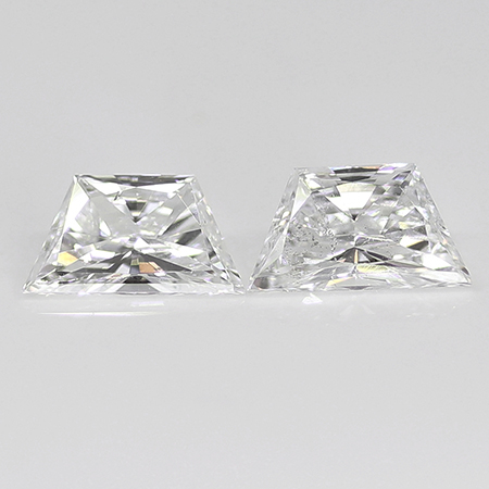 0.80 cttw Pair of Trapezoid Brilliant Cut Natural Diamonds : F / SI2