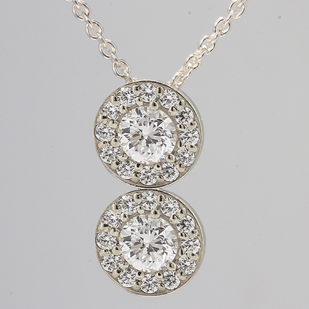 14K White Gold Drop Pendant : 0.75 cttw Diamonds