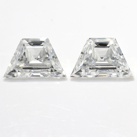 0.81 cttw Pair of Trapezoid Step Cut Natural Diamonds : F / VS2