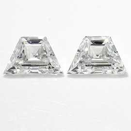 0.81 cttw Pair of Trapezoid Step Cut Natural Diamonds : F / VS2
