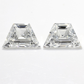 0.81 cttw Pair of Trapezoid Step Cut Diamonds : F / VS2