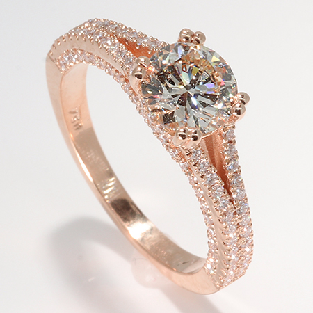 18K Rose Gold Multi Stone Ring : 1.55 cttw Diamonds