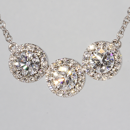 14K White Gold Drop Pendant : 1.56 cttw Diamonds