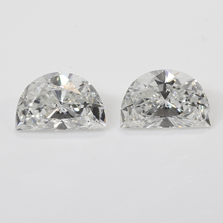 0.57 cttw Pair of Half Moon Natural Diamonds : G / VS1