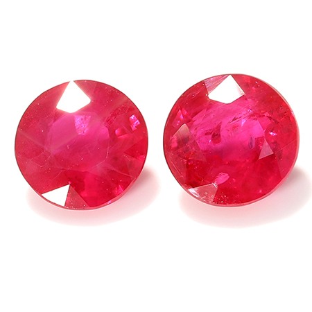 0.79 cttw Pair of Round Rubies : Red