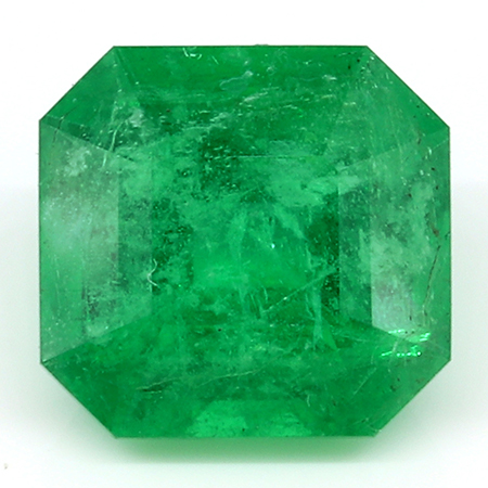 2.18 ct Emerald Cut Emerald : Rich Grass Green
