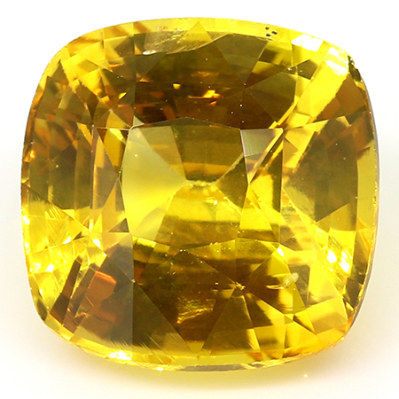 1.99 ct Cushion Cut Yellow Sapphire : Golden Yellow