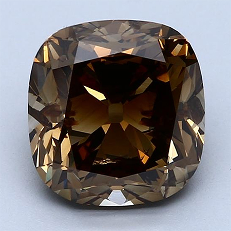 4.02 ct Cushion Cut Diamond : Fancy Dark Yellowish Brown / I1
