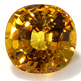 2.40 ct Cushion Cut Yellow Sapphire : Golden Orange