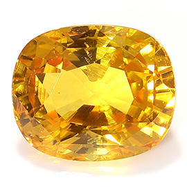 1.89 ct Cushion Cut Yellow Sapphire : Golden Orange