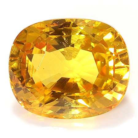 1.89 ct Cushion Cut Yellow Sapphire : Golden Orange