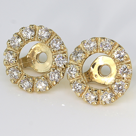 14K Yellow Gold Earring Jackets: 0.20 cttw Diamonds
