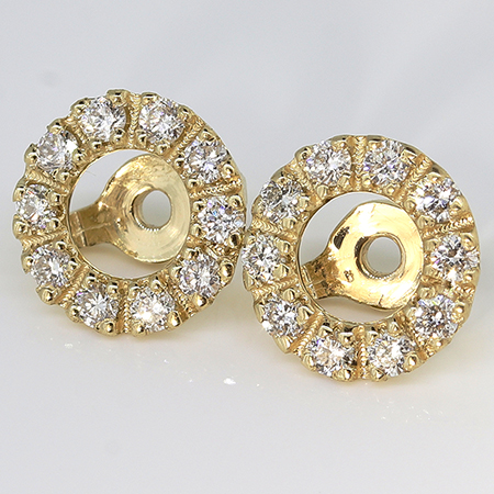 14K Yellow Gold Earring Jackets: 0.20 cttw Diamonds