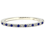 18K White Gold 0.16cttw Diamond & Sapphire Band