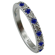 14K White Gold 0.50cttw Diamond & Sapphire Band