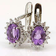 14K White Gold 2.25cttw Amethyst & Diamond Earrings