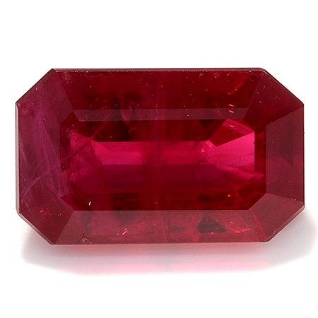 2.05 ct Emerald Cut Ruby : Rich Pigeon Blood Red