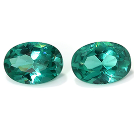 1.99 cttw Pair of Oval Zircons : Greenish Blue