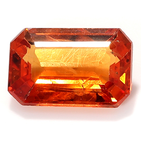 0.55 ct Emerald Cut Sapphire : Orange