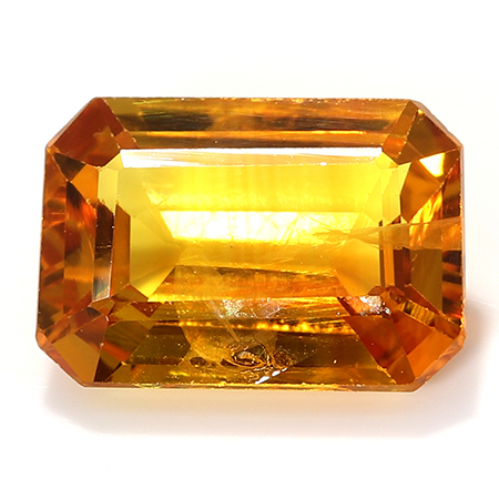 1.12 ct Emerald Cut Sapphire : Yellowish Orange