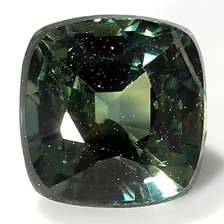 0.52 ct Cushion Cut Green Sapphire : Bluish Green