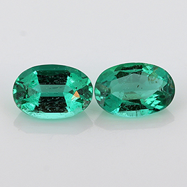 0.78 cttw Deep Rich Green Pair of Oval Natural Emeralds