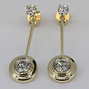 14K Yellow Gold 1.11cttw Diamond Earrings