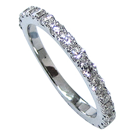 18K White Gold Band : 0.65 cttw Half way Diamonds