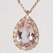 14K Rose Gold 1.44cttw Morganite & Diamond Pendant