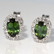 14K White Gold Designer 1.27cttw Tourmaline & Diamond Earrings