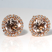 14K Rose Gold Designer 2.18cttw Morganite & Diamond Earrings