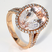 14K Rose Gold 7.00cttw Morganite & Diamond Ring