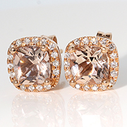 14K Rose Gold Designer 2.00cttw Morganite & Diamond Earrings