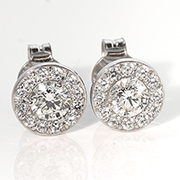 14K White Gold Designer 0.81cttw Diamond Earrings