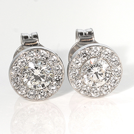 14K White Gold Designer Stud Earrings : 0.81 cttw Diamonds