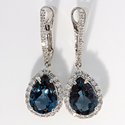 14K White Gold 3.95cttw Topaz & Diamond Earrings