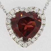 14K White Gold 1.32cttw Rhodolite garnet & Diamond Pendant