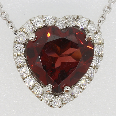 14K White Gold Drop Pendant : 1.32 cttw Rhodolite garnet & Diamonds