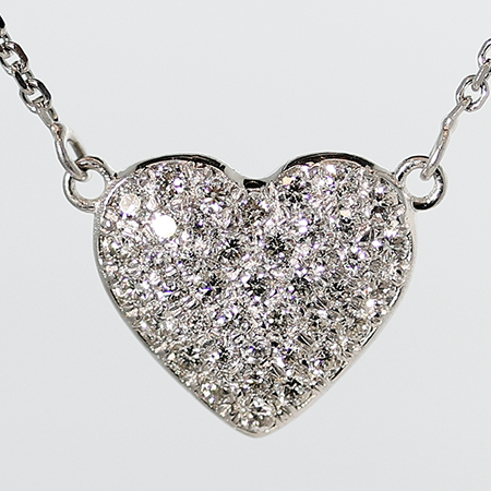 14K White Gold Heart Pendant : 0.33 cttw Diamonds