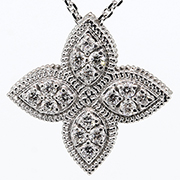 14K White Gold 0.15cttw Diamond  Flower Pendant