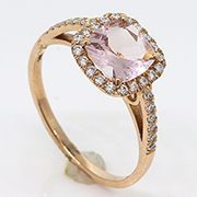 14K Rose Gold 1.53cttw Morganite & Diamond Ring