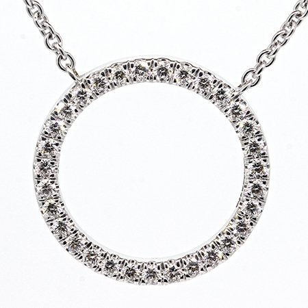 14K White Gold Drop Pendant : 0.39 cttw Diamonds