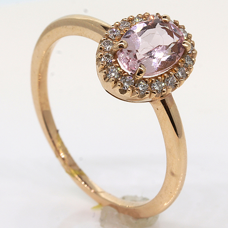 14K Rose Gold Multi Stone Ring : 1.53 cttw Morganite & Diamonds