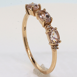 14K Rose Gold Multi Stone Ring : 1.53 cttw Morganite & Diamonds