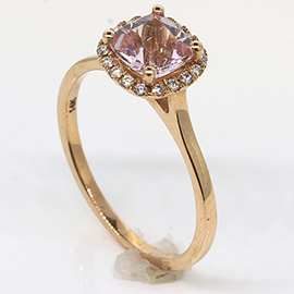 14K Rose Gold Multi Stone Ring : 0.92 cttw Morganite & Diamonds