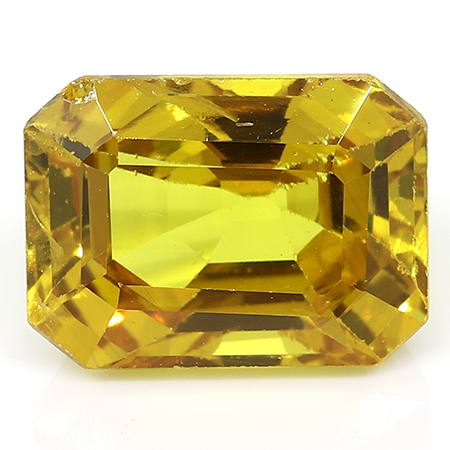 2.88 ct Emerald Cut Yellow Sapphire : Golden Yellow
