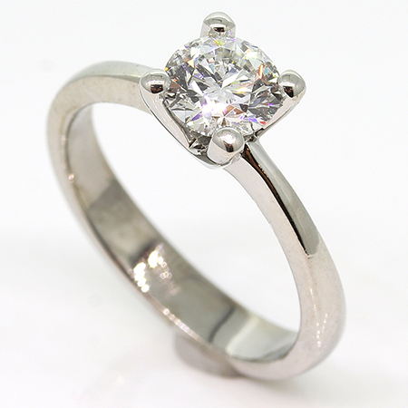 14K White Gold Solitaire Ring : 0.70 ct Diamond