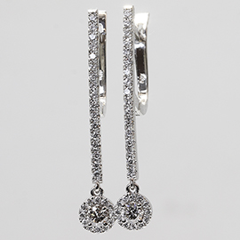14K White Gold Hoop Earrings : 0.78 cttw Diamonds
